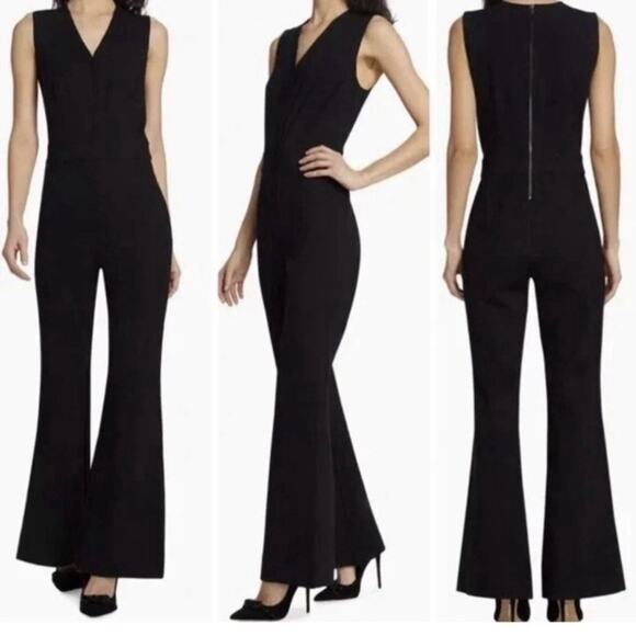 Spanx The Perfect Jumpsuit Women’s Med Black Ponte Sleeveless Flared Leg Stretch - Picture 2 of 6